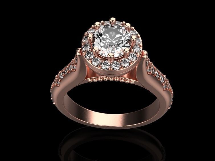 Diamond engagement ring 3D print model_20