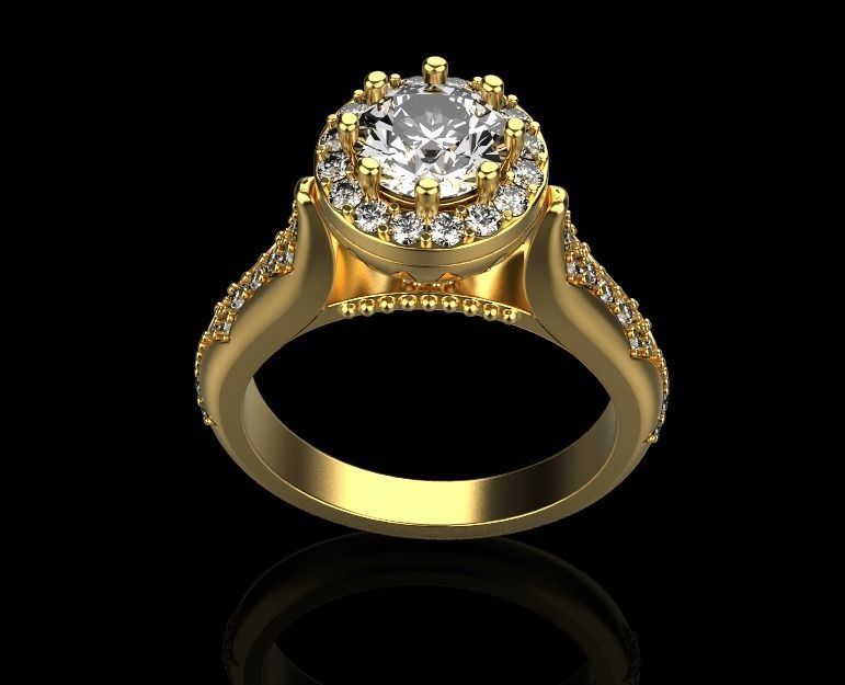 Diamond engagement ring 3D print model_15
