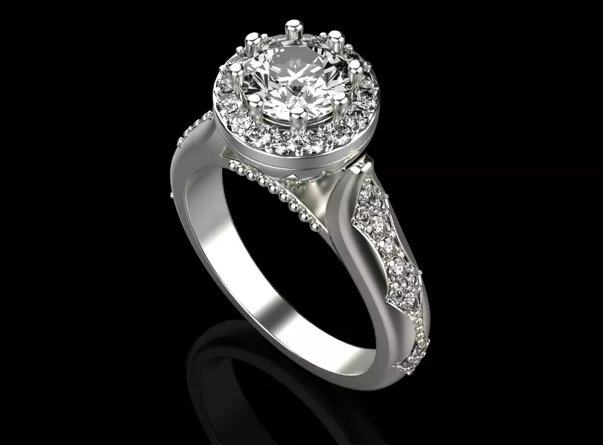 Diamond engagement ring 3D print model_0