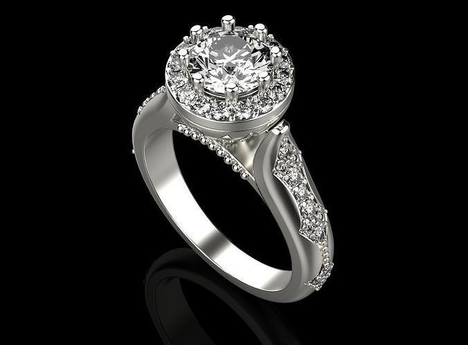 Diamond engagement ring 3D print model