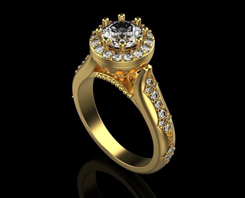 Diamond engagement ring 3D print model_13