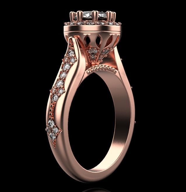 Diamond engagement ring 3D print model_19