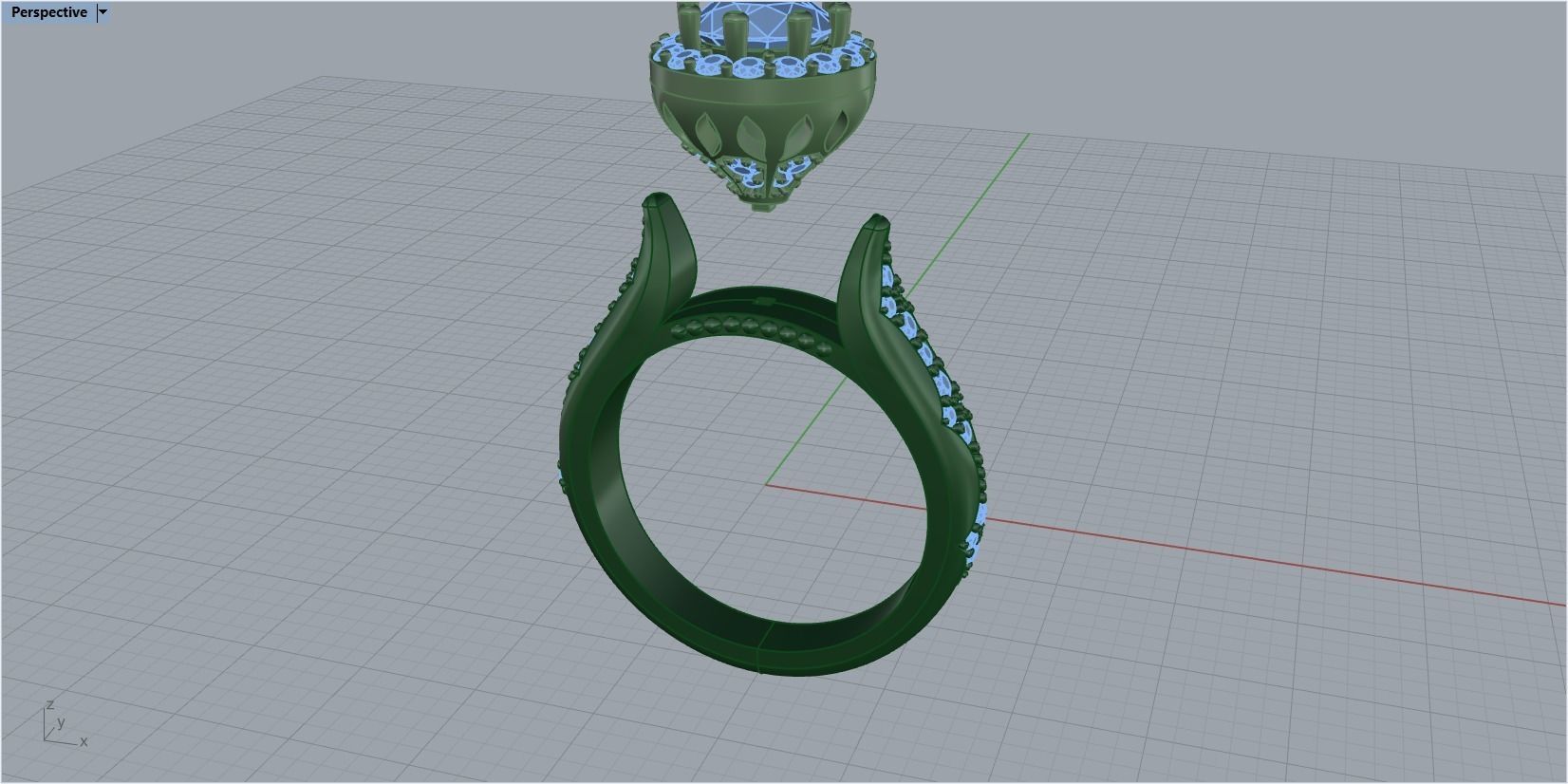 Diamond engagement ring 3D print model_30