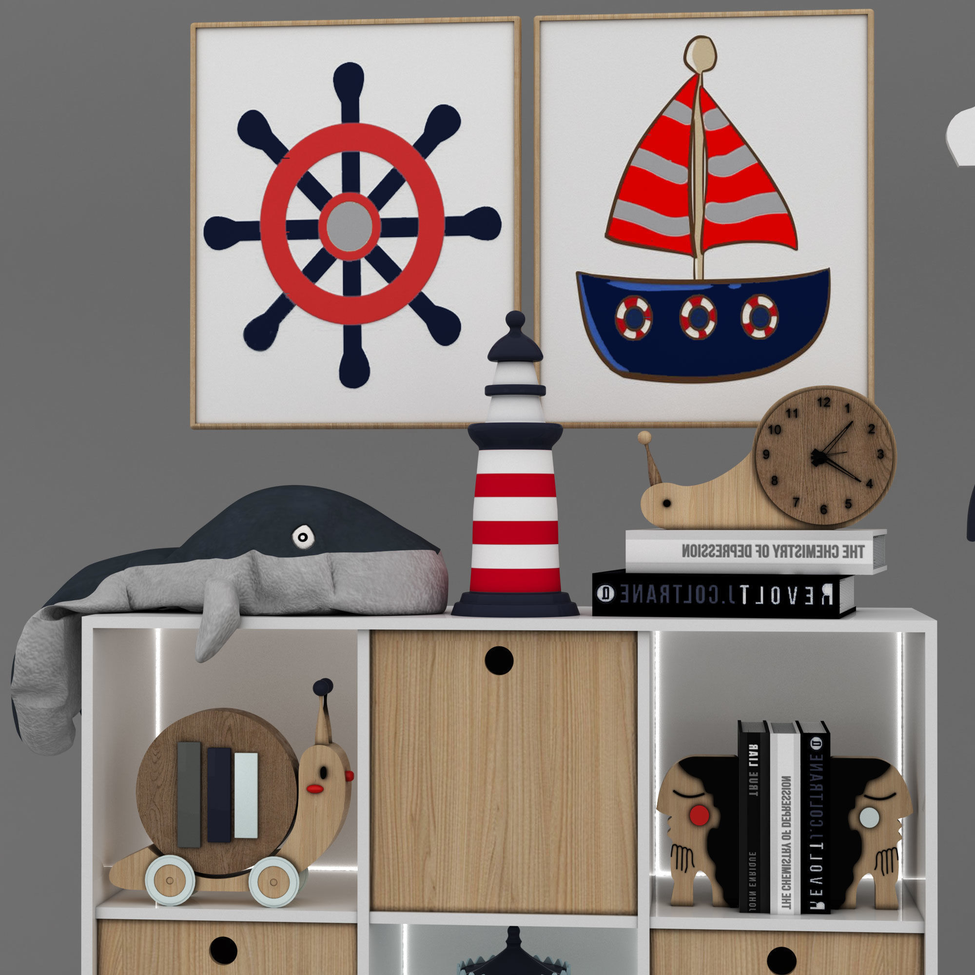 toys and furniture set Low-poly 3D model_4