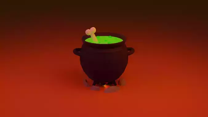 Low Poly Witch Cauldron