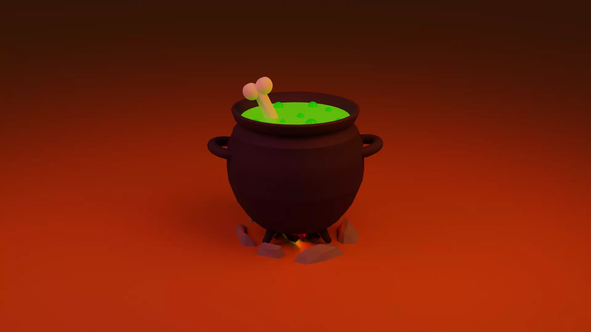 Low Poly Witch Cauldron Low-poly 3D model_0