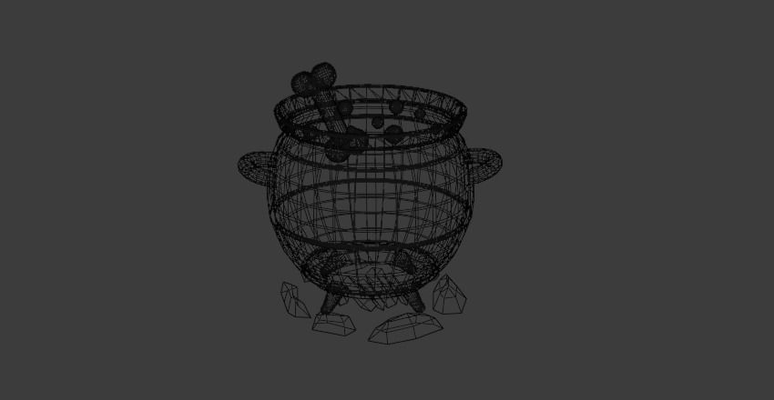 Low Poly Witch Cauldron Low-poly 3D model_1