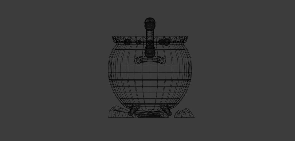 Low Poly Witch Cauldron Low-poly 3D model_2
