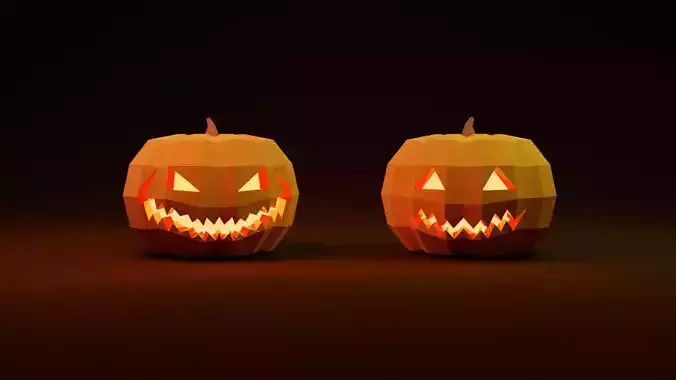 Low Poly Jack-o-Lanterns halloween pumpkins