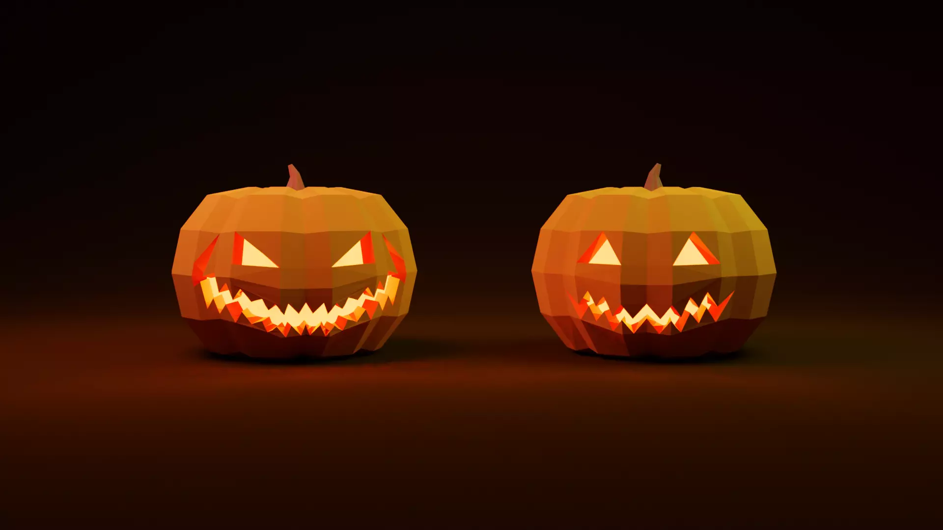 Low Poly Jack-o-Lanterns halloween pumpkins Low-poly 3D model