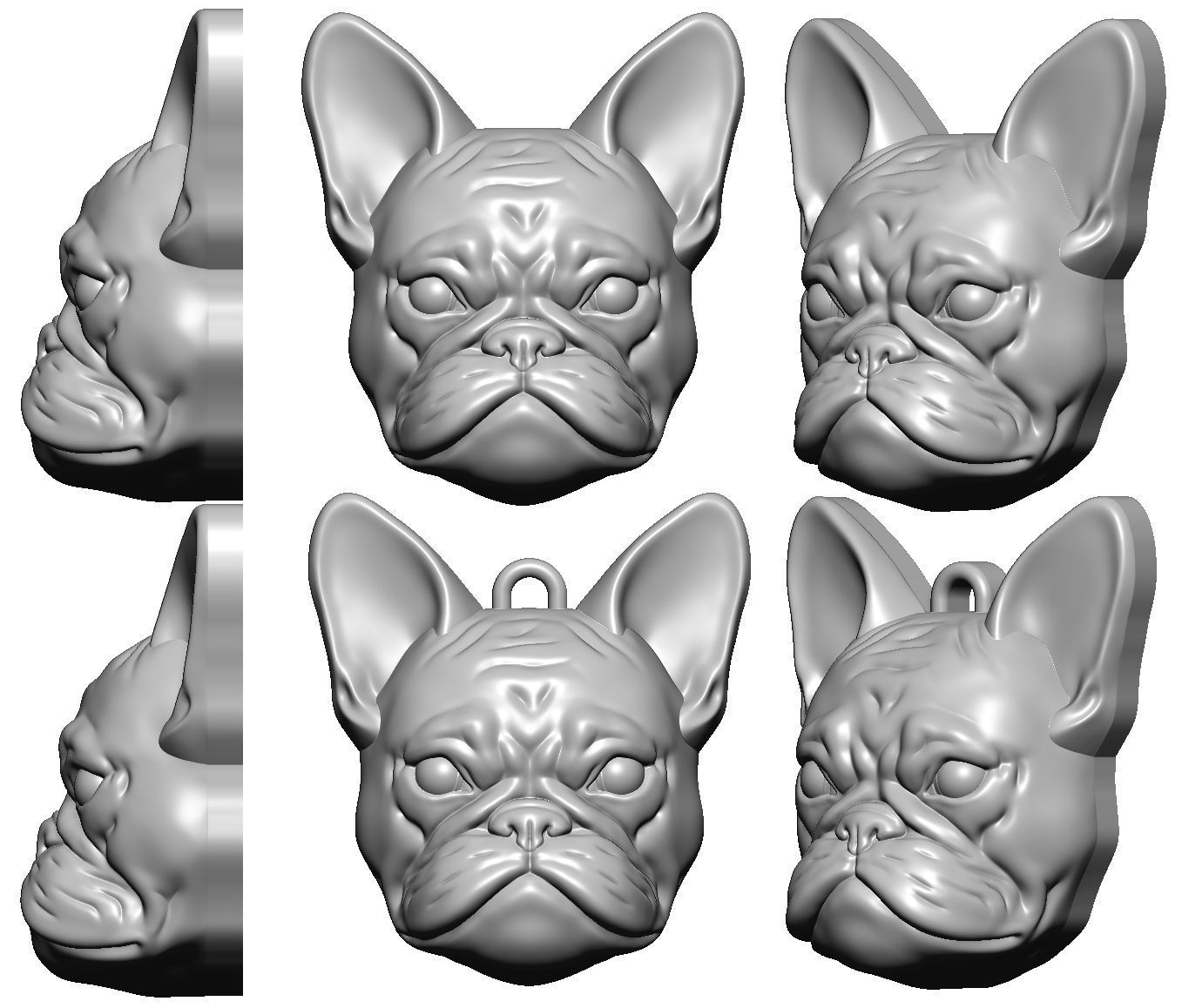 Head of French Bulldog for printing 3D print model_4