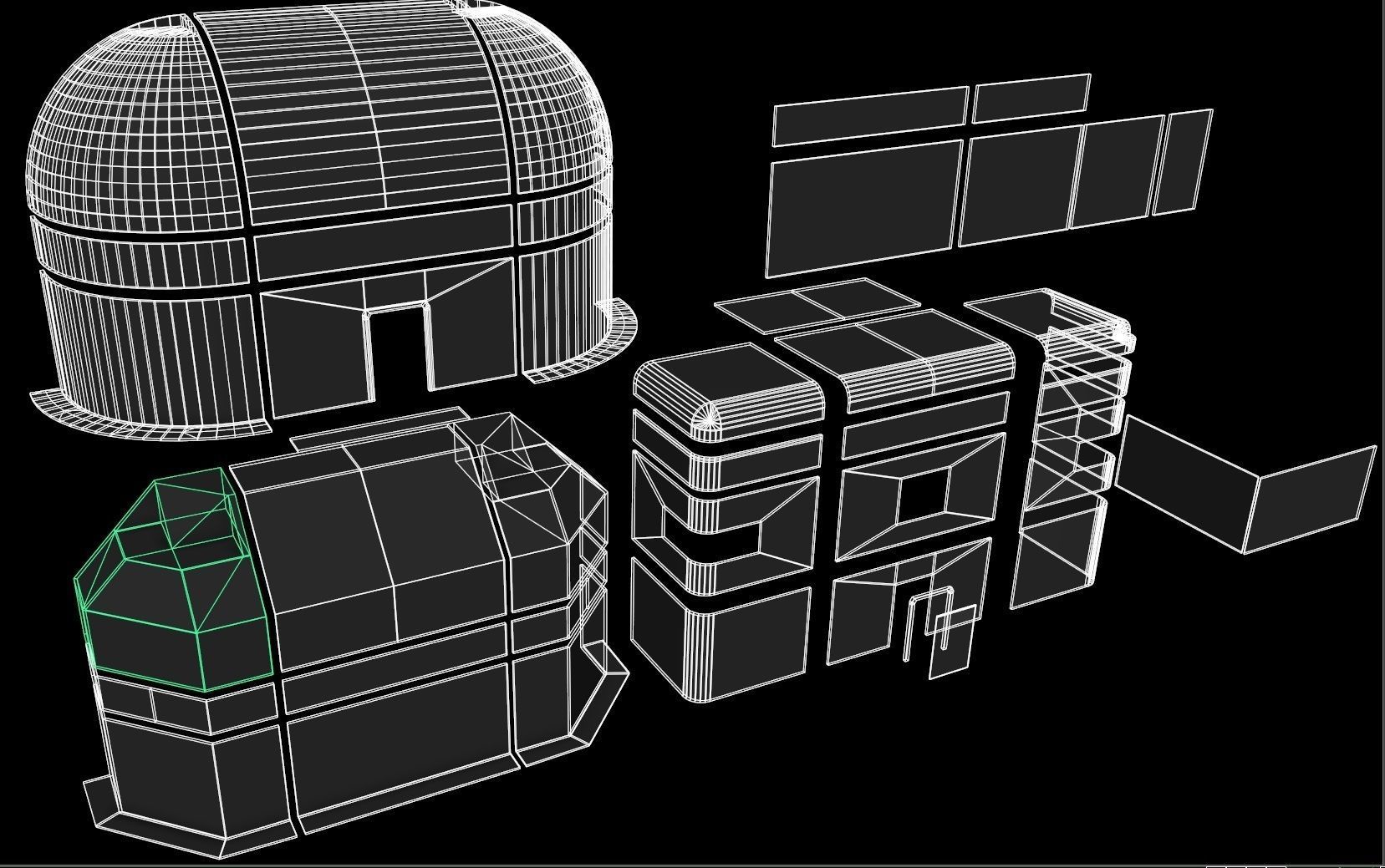 sci fi walls - modular kit Low-poly 3D model_7