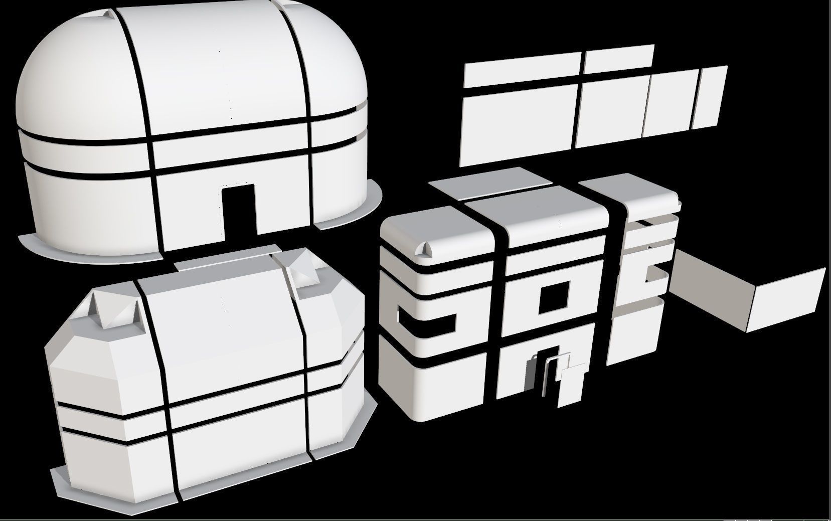 sci fi walls - modular kit Low-poly 3D model_8