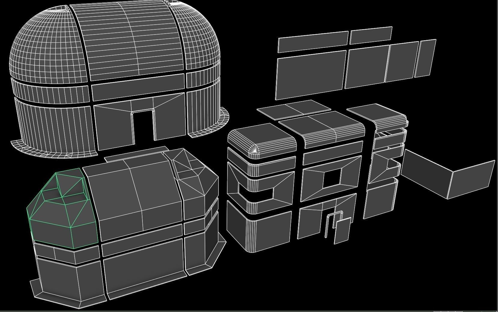 sci fi walls - modular kit Low-poly 3D model_2