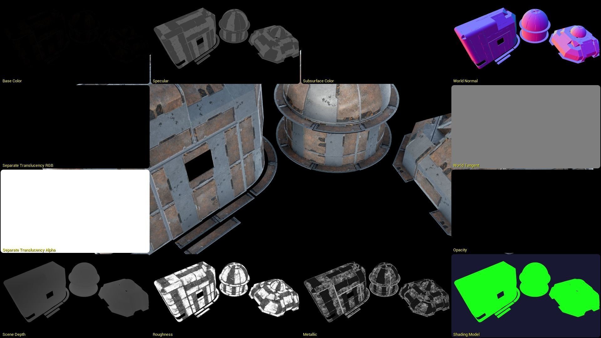 sci fi walls - modular kit Low-poly 3D model_10