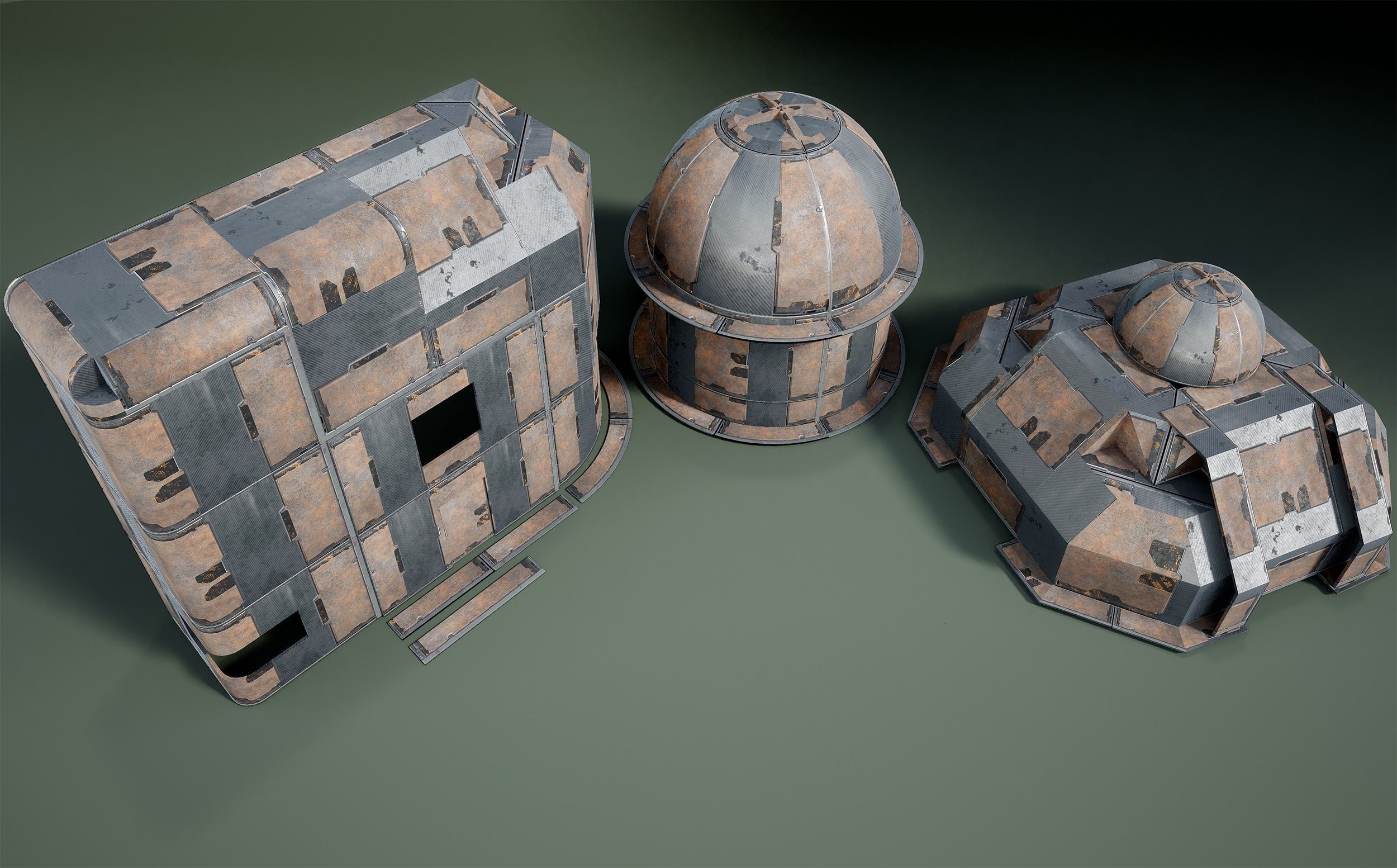 sci fi walls - modular kit Low-poly 3D model_13