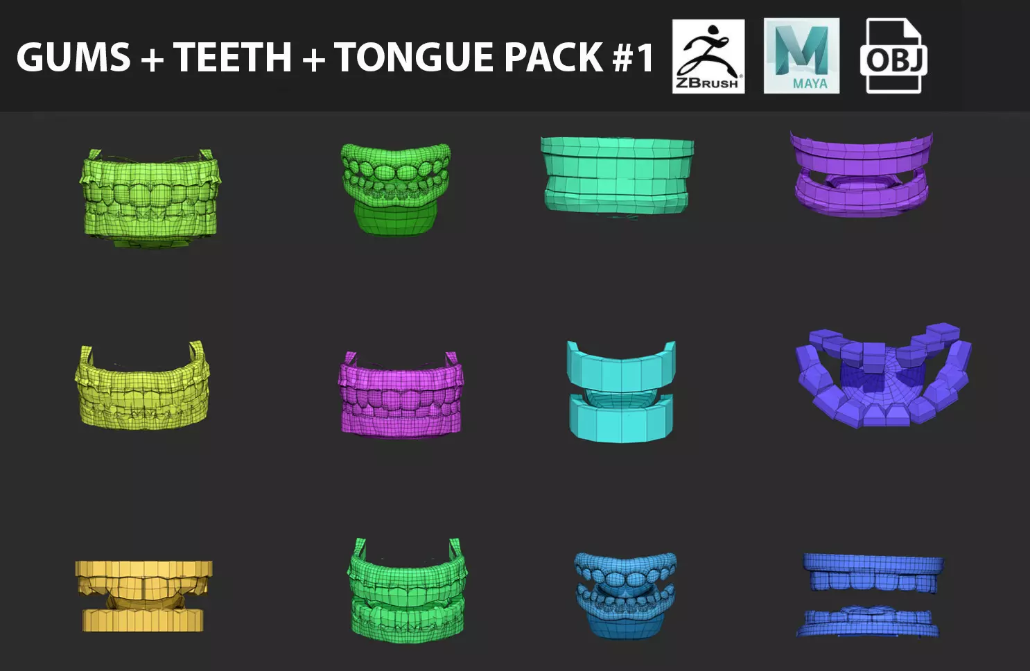 Ultimate Gums Teeth and Tongue Model Pack 1 3D model