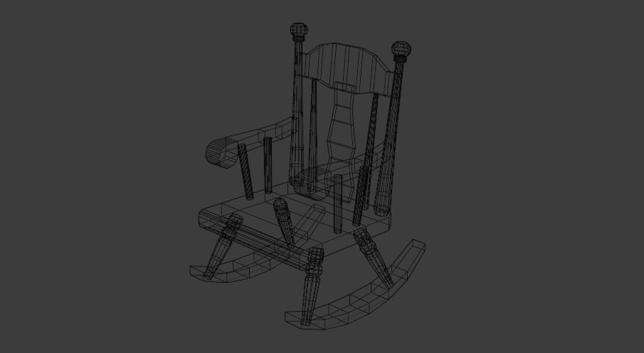 Low Poly Rocking Chair Low-poly 3D model_3