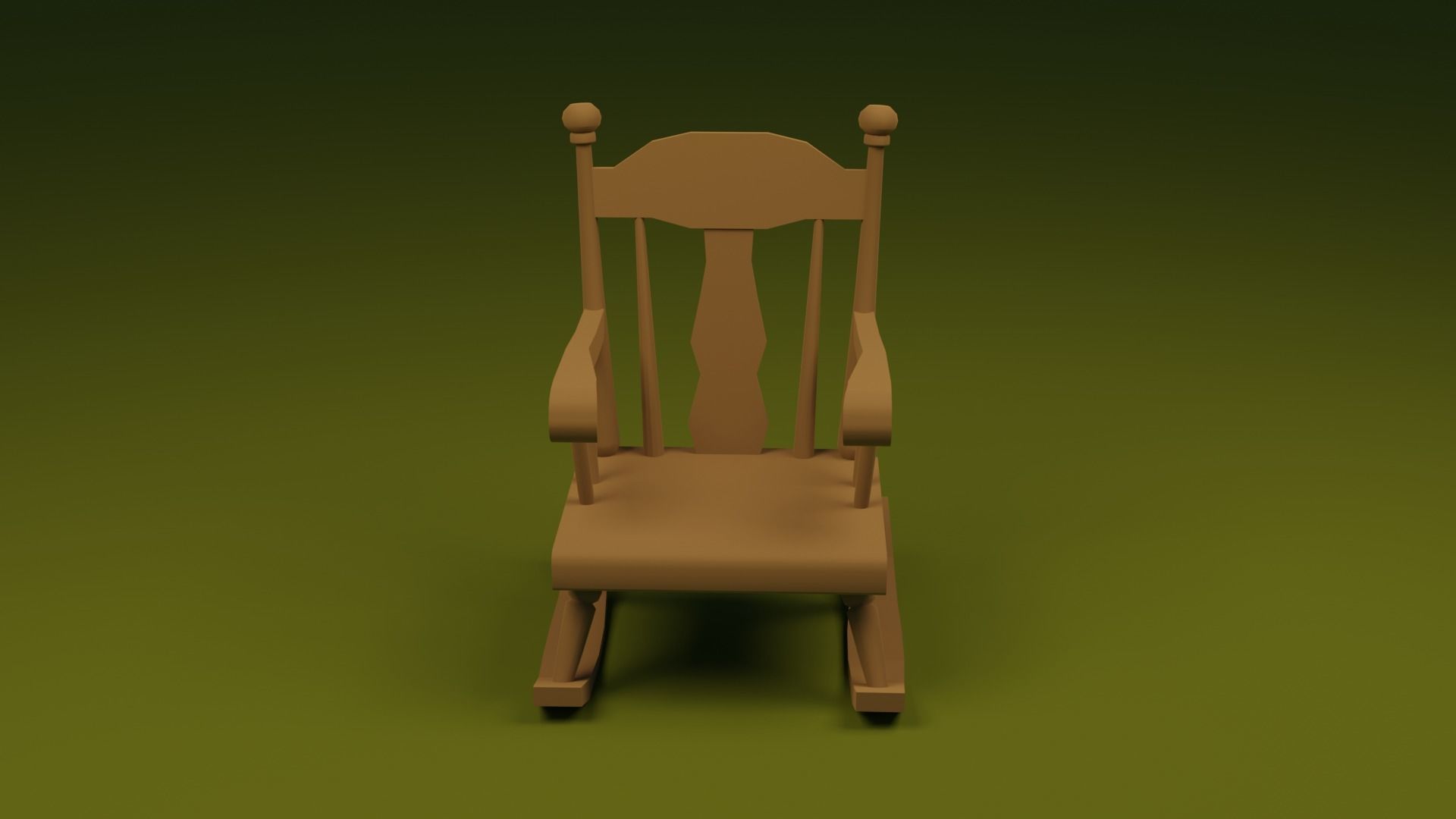 Low Poly Rocking Chair Low-poly 3D model_1