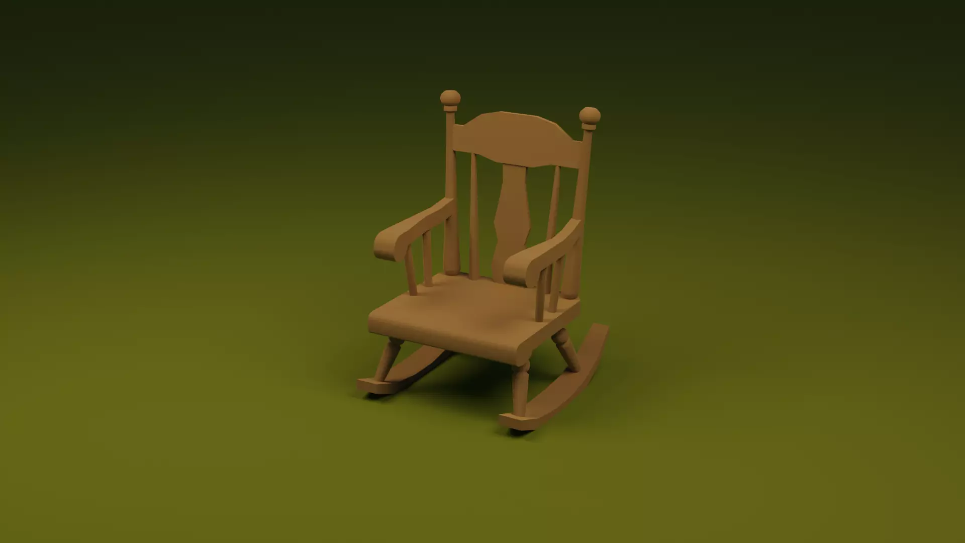 Low Poly Rocking Chair Low-poly 3D model_0