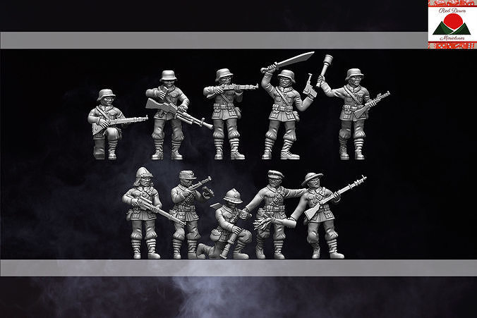  28mm WW2 Chinese Infantry Multipart  3D print model