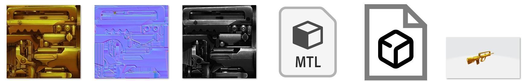 FAMAS Rifle Game Weapon 23x 3D model_30