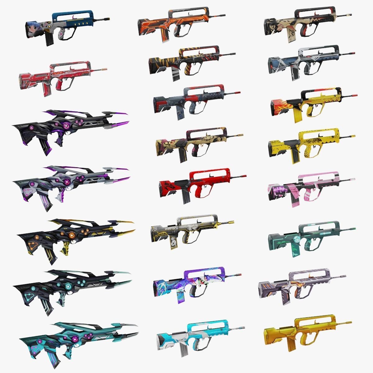 FAMAS Rifle Game Weapon 23x 3D model_1