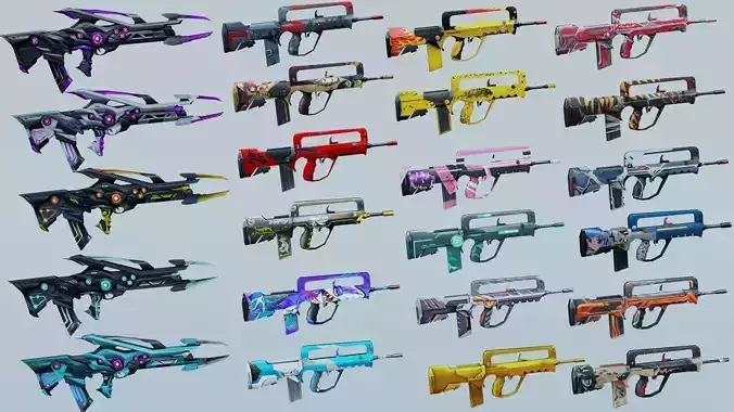 FAMAS Rifle Game Weapon 23x 3D model