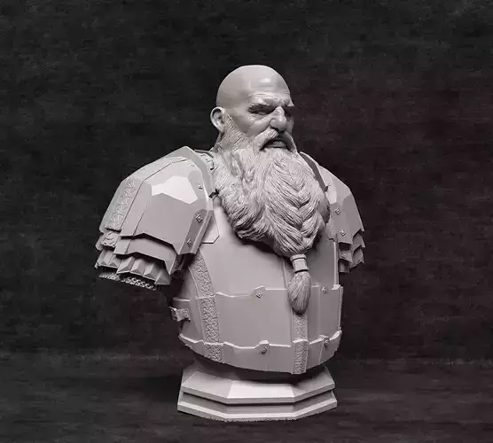 Iron Hill Dwarf Bust - no presupported Free 3D print model