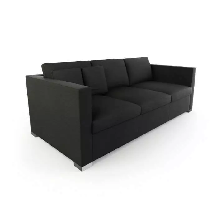 Long Black Couch 3D model_0