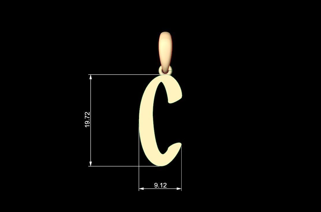 Initial Letters Pendant Solander C 3D print model_4