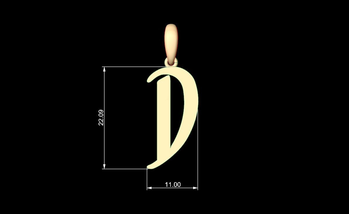 Initial Letters Pendant Solander D 3D print model_4