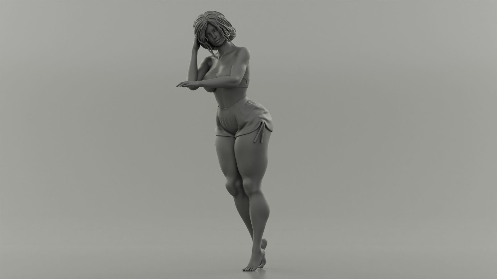 Beautiful Girl Leaning Against 3D print model_1