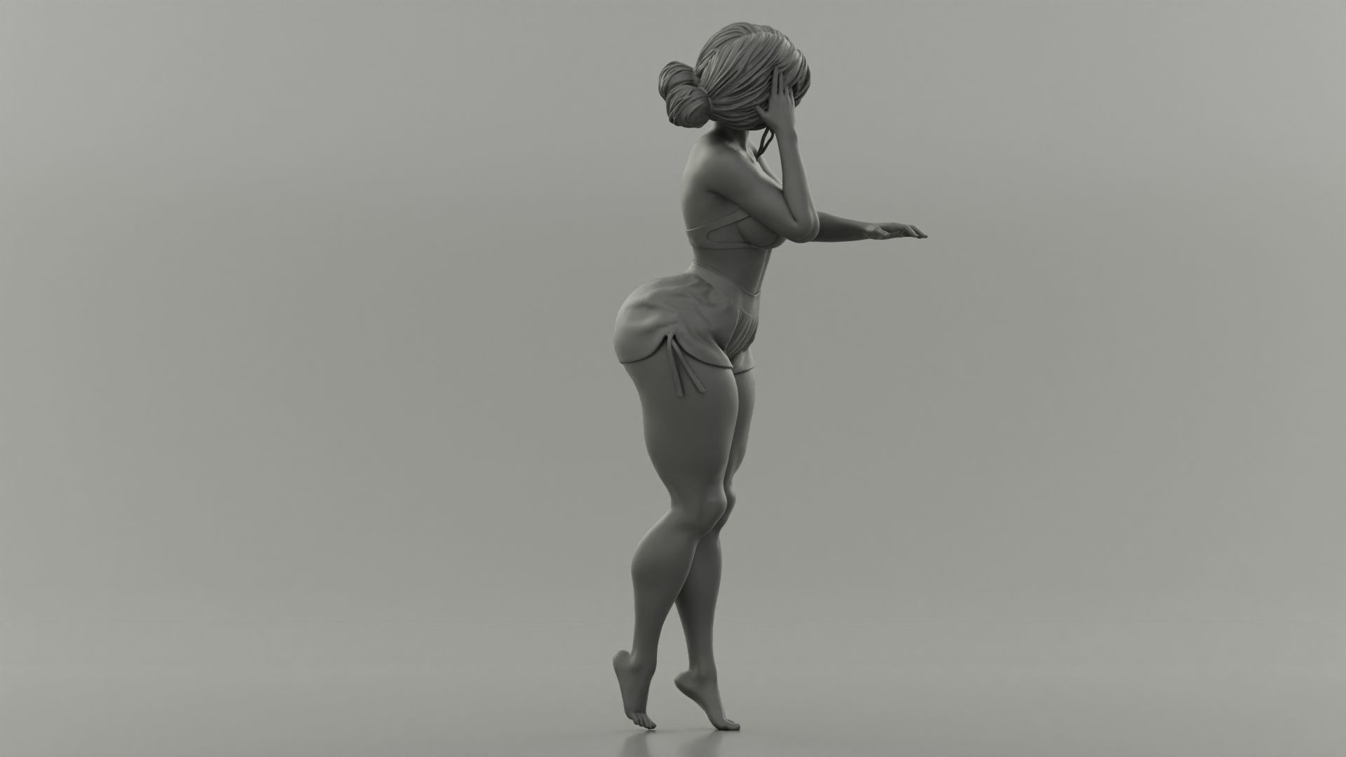 Beautiful Girl Leaning Against 3D print model_5