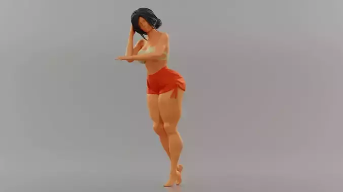 Beautiful Girl Leaning Against 3D print model