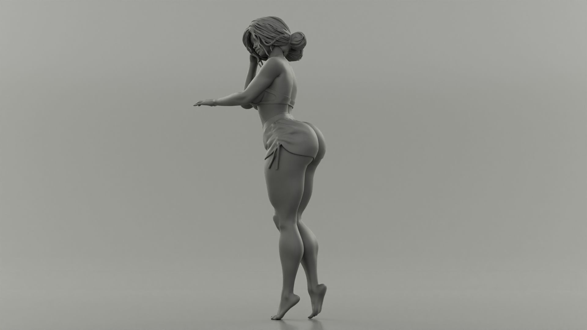 Beautiful Girl Leaning Against 3D print model_11