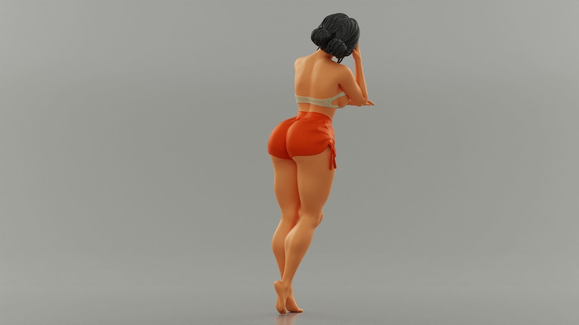 Beautiful Girl Leaning Against 3D print model_6