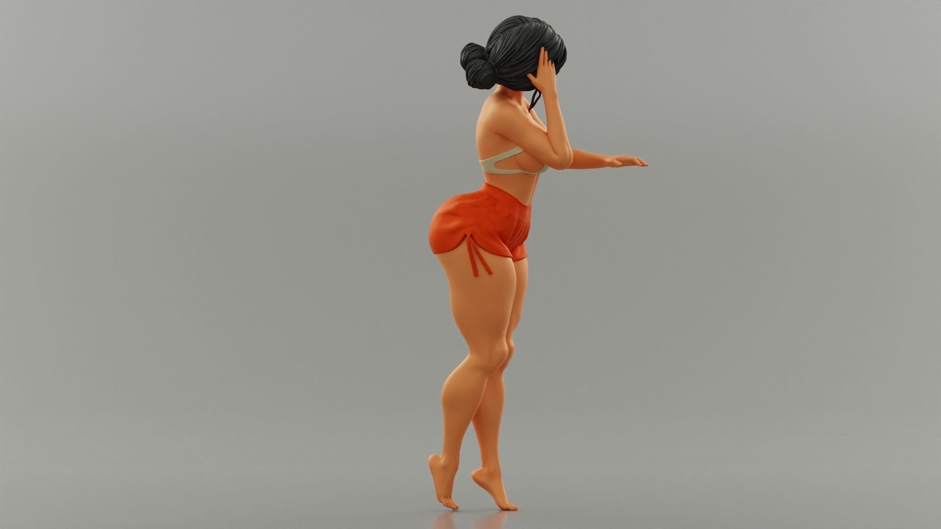 Beautiful Girl Leaning Against 3D print model_4