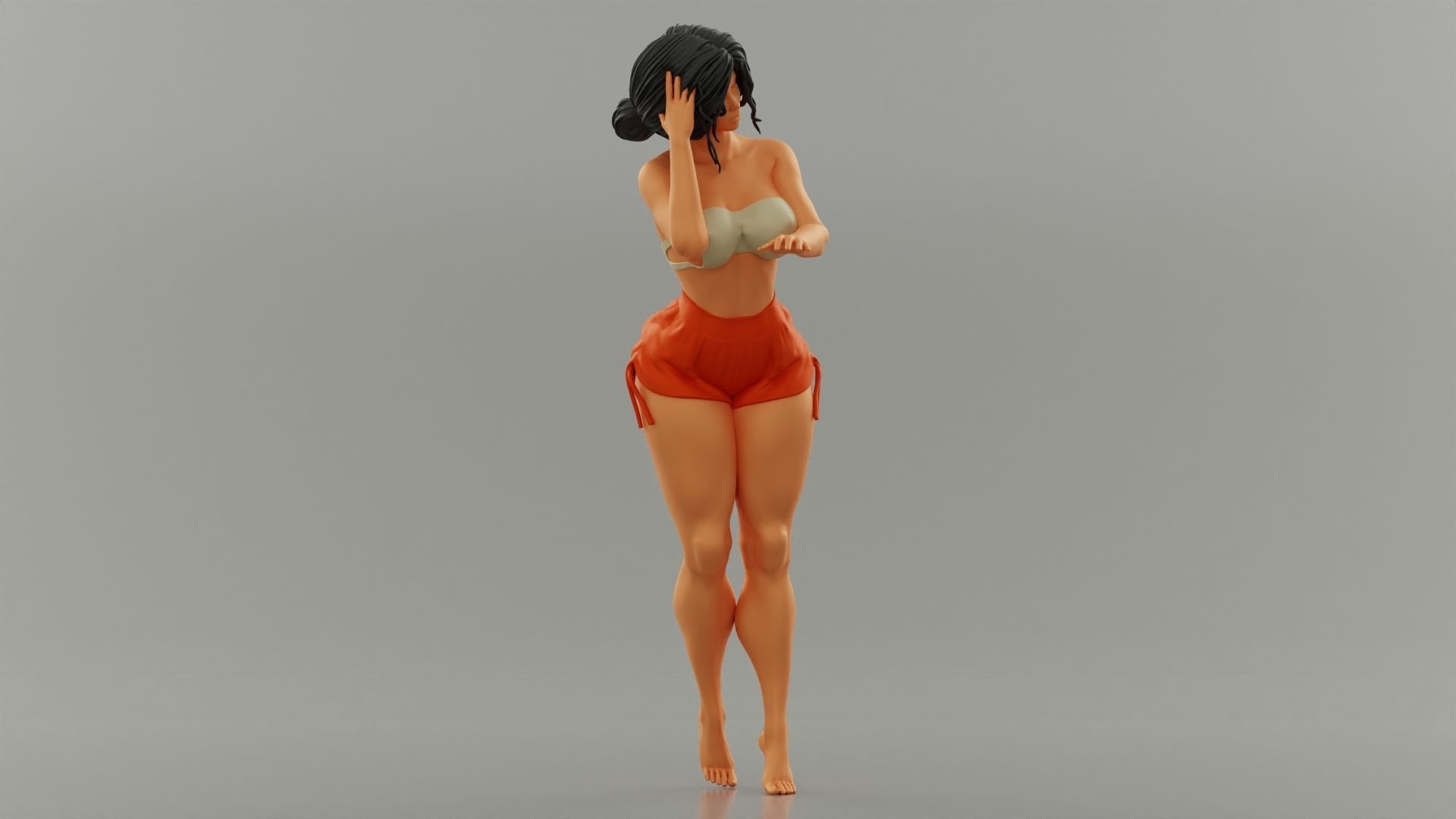 Beautiful Girl Leaning Against 3D print model_2