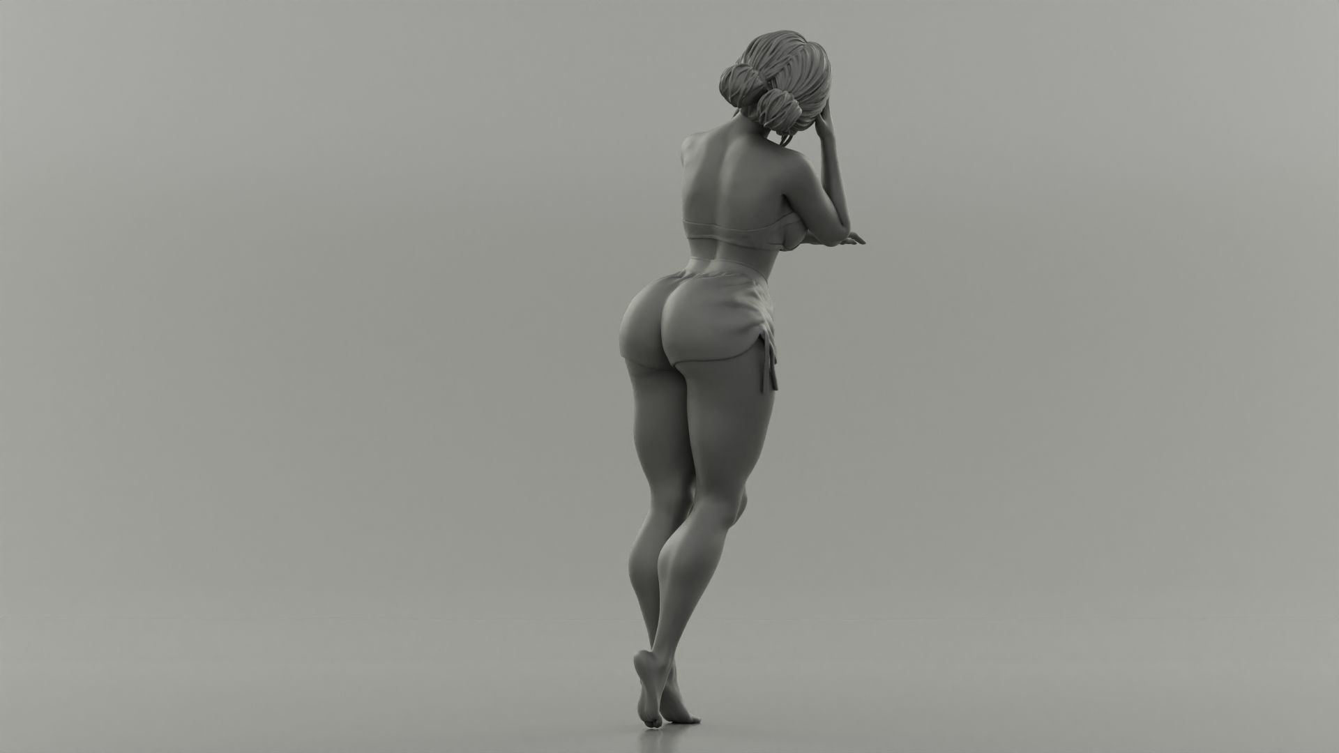 Beautiful Girl Leaning Against 3D print model_7