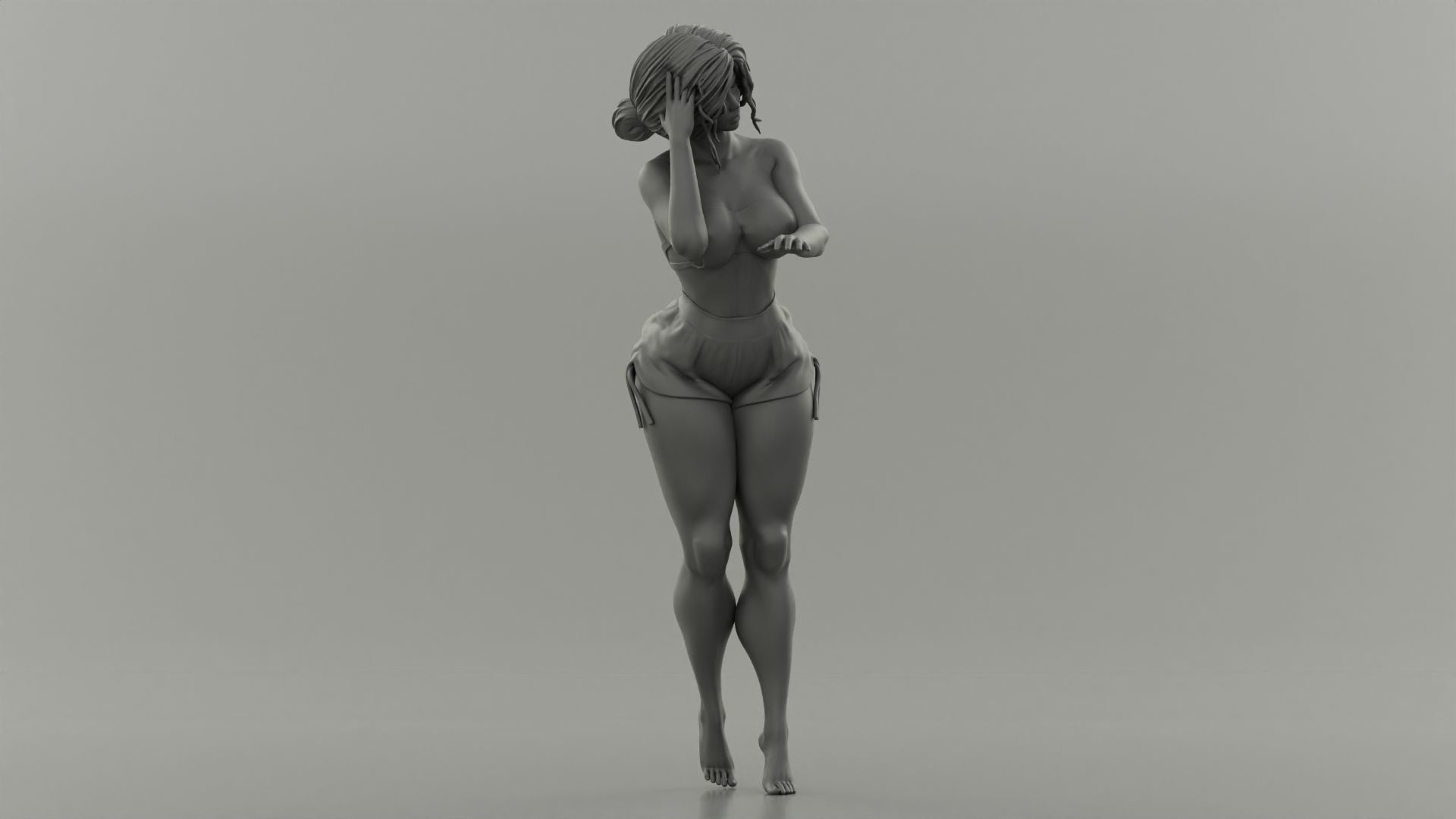 Beautiful Girl Leaning Against 3D print model_3