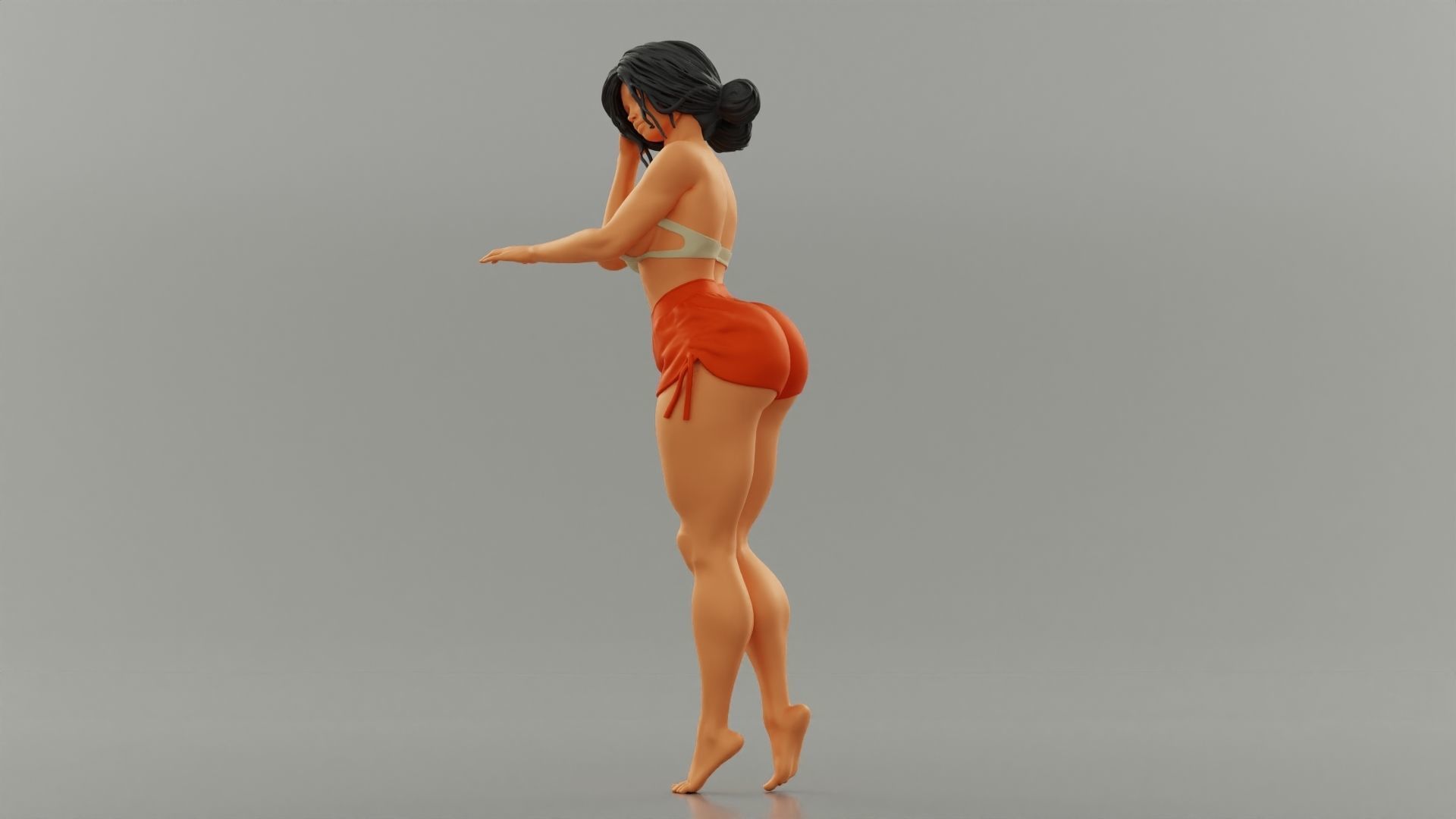 Beautiful Girl Leaning Against 3D print model_10