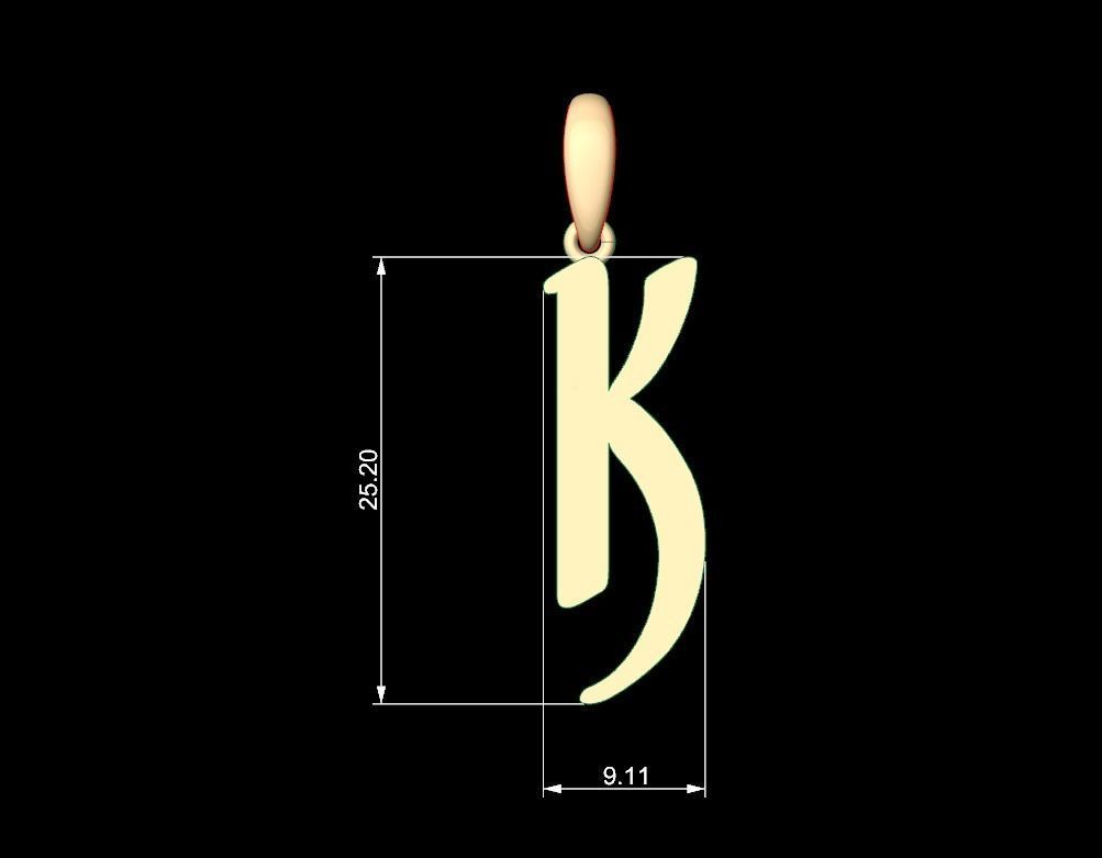 Initial Letters Pendant Solander K 3D print model_4