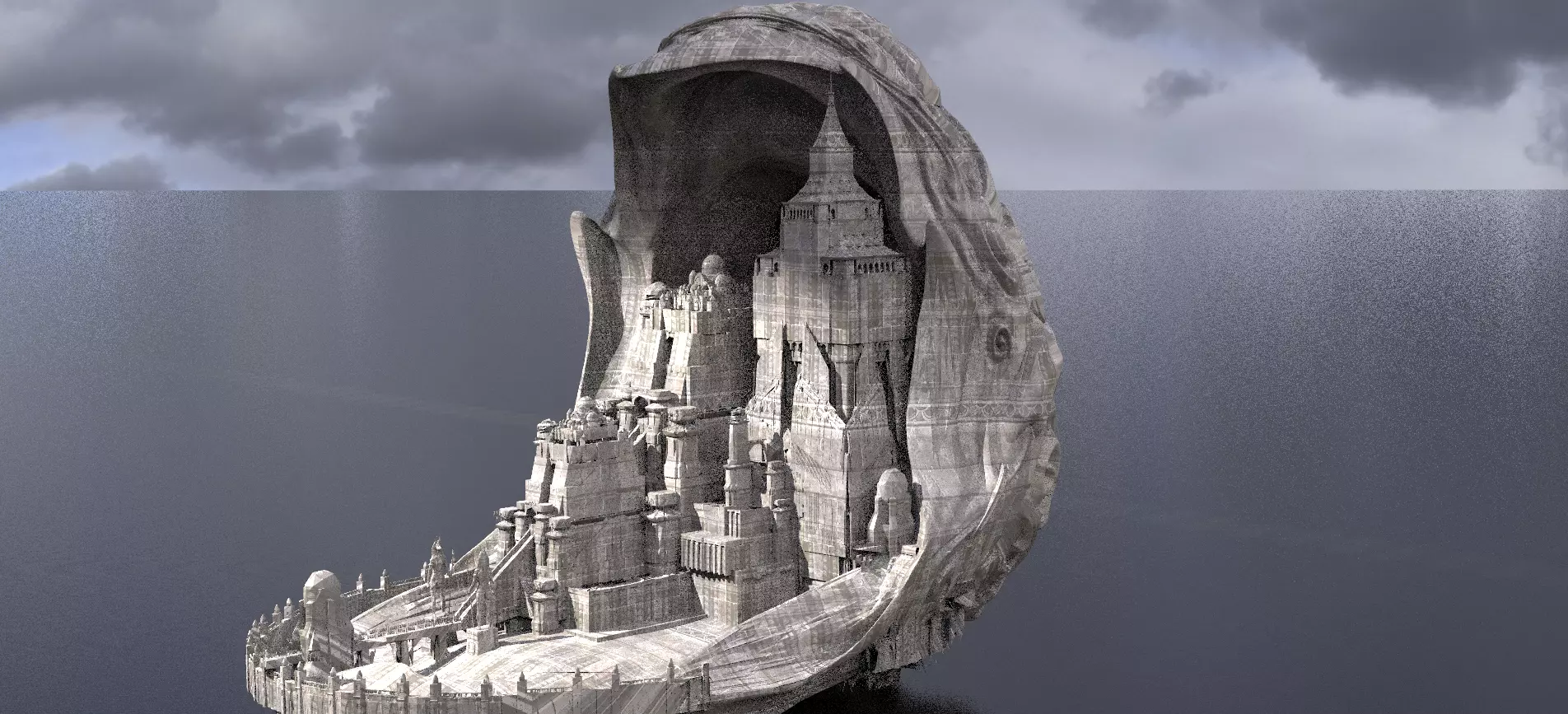 Easter Egg Fantasy City Kit bash 3D model_0