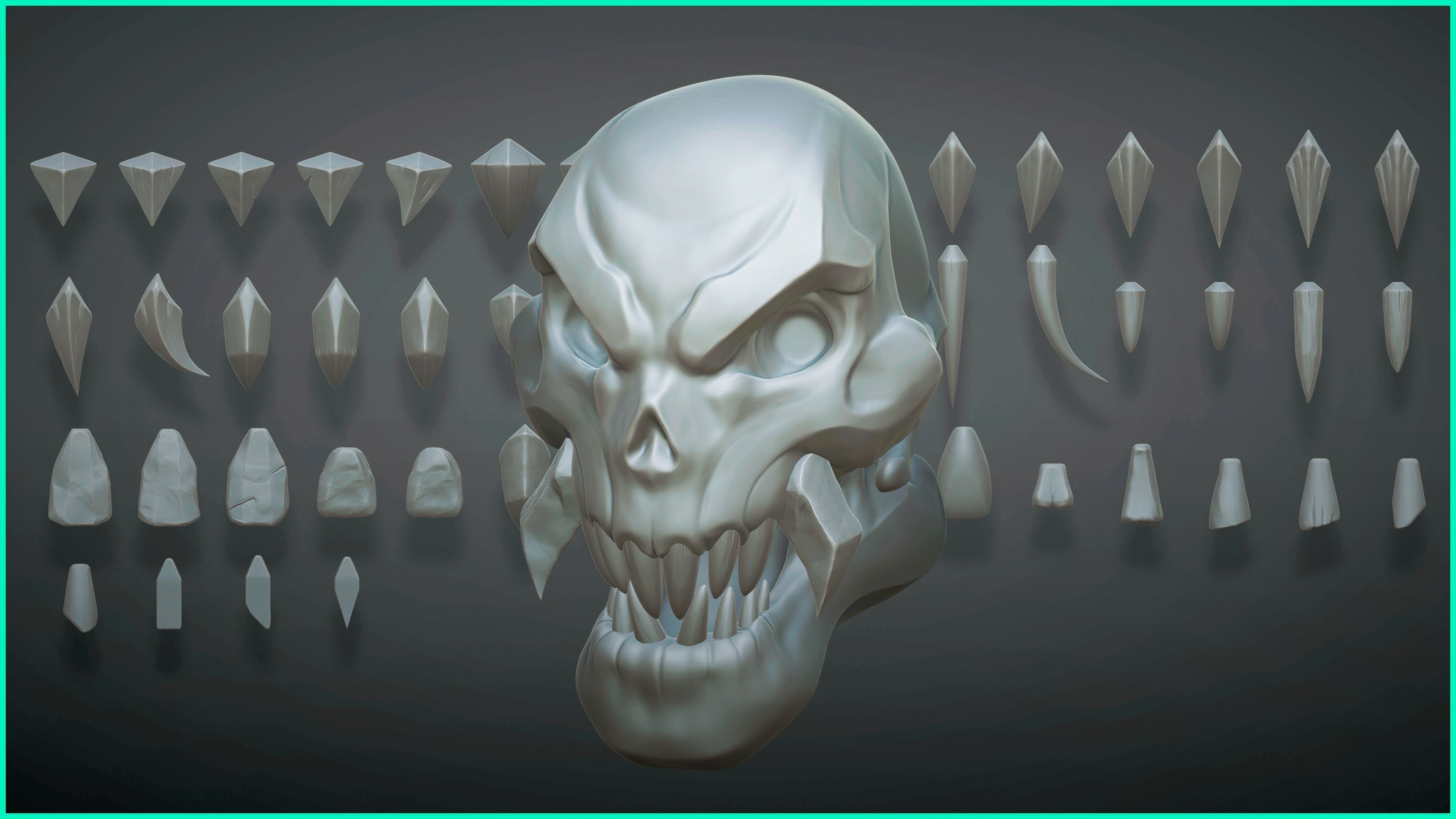Stylized fangs and teeth - over 50 Insert mesh Zbrush 3D model_4