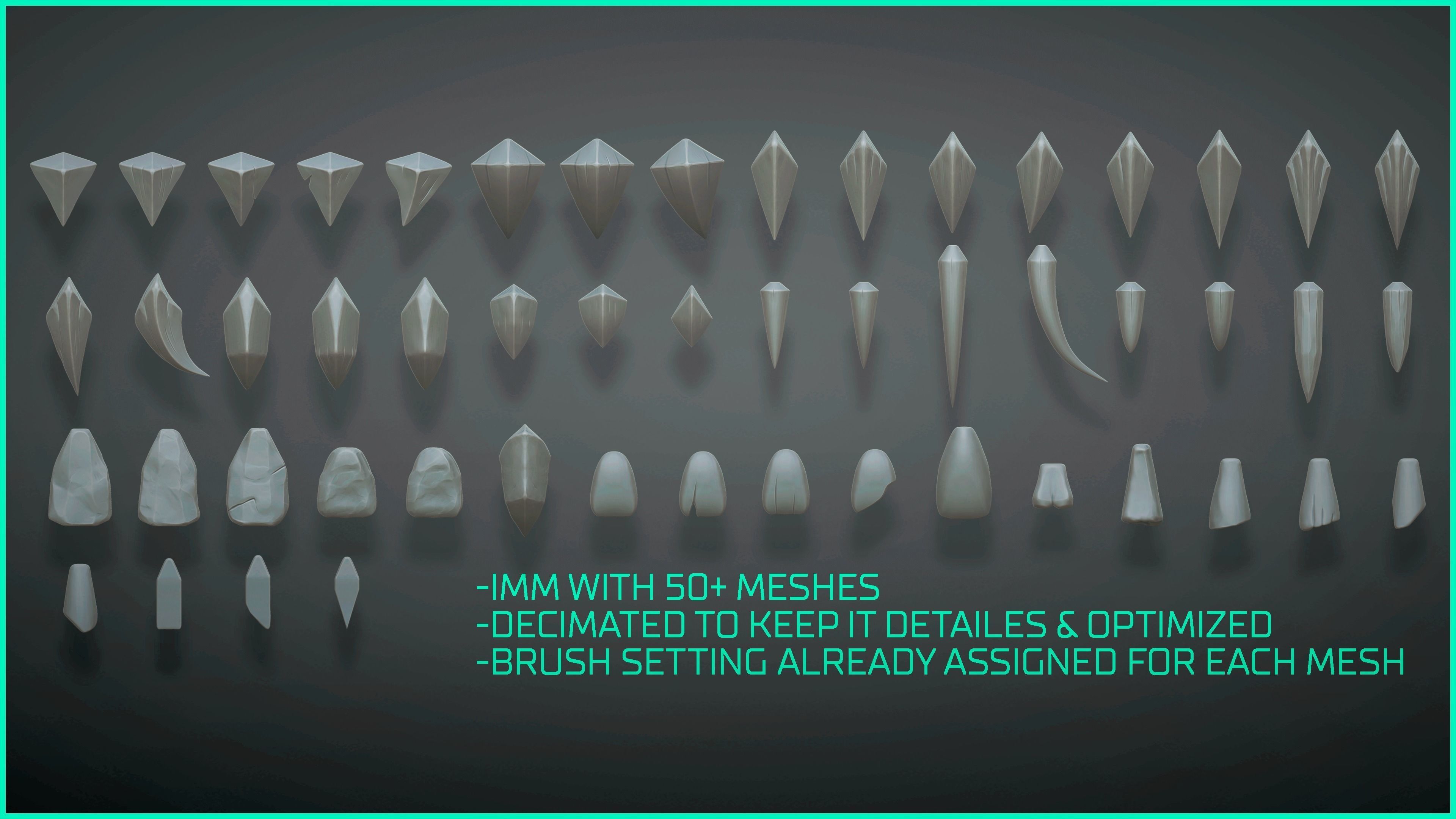 Stylized fangs and teeth - over 50 Insert mesh Zbrush 3D model_2