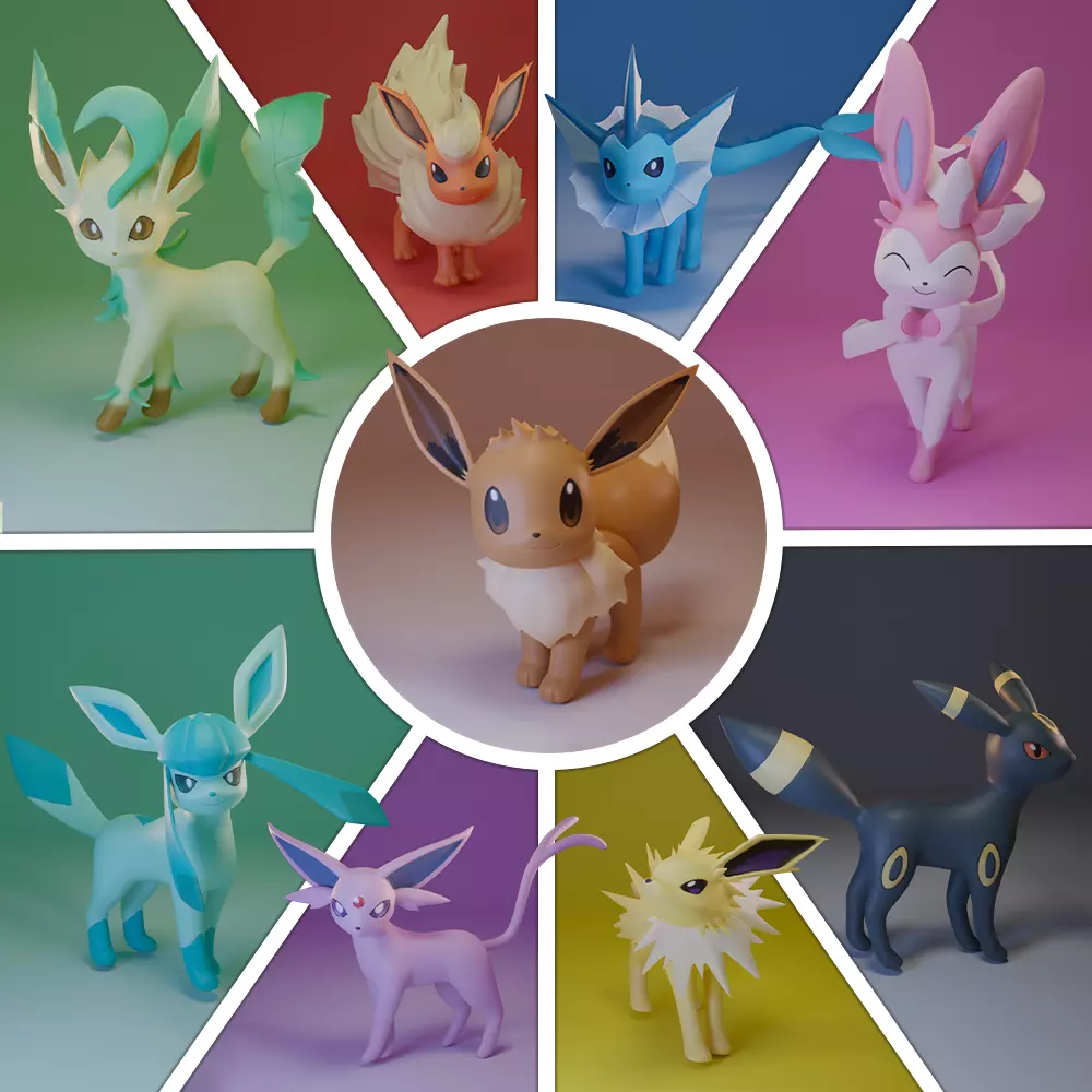 Pokemon - All Eeveelutions 3D print model