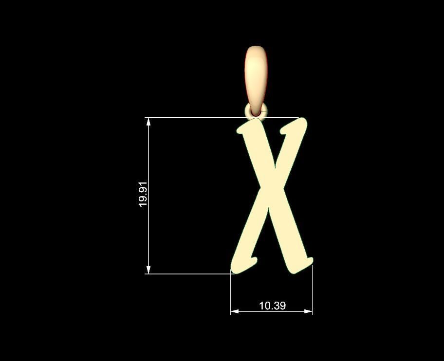 Initial Letters Pendant Solander X 3D print model_4