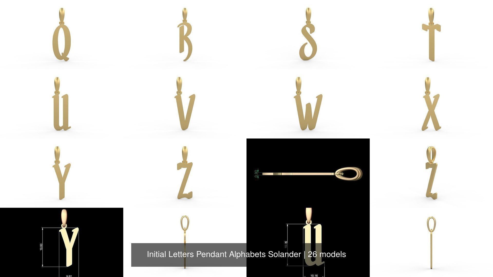 Initial Letters Pendant Alphabets Solander 3D Model Collection_2