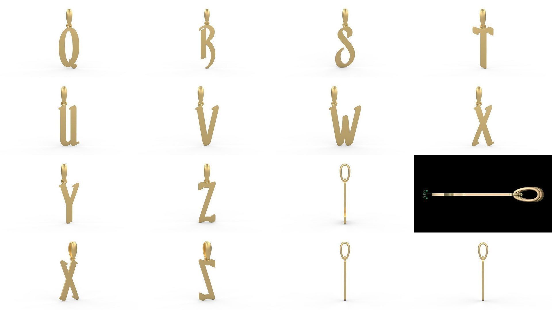 Initial Letters Pendant Alphabets Solander 3D Model Collection_1